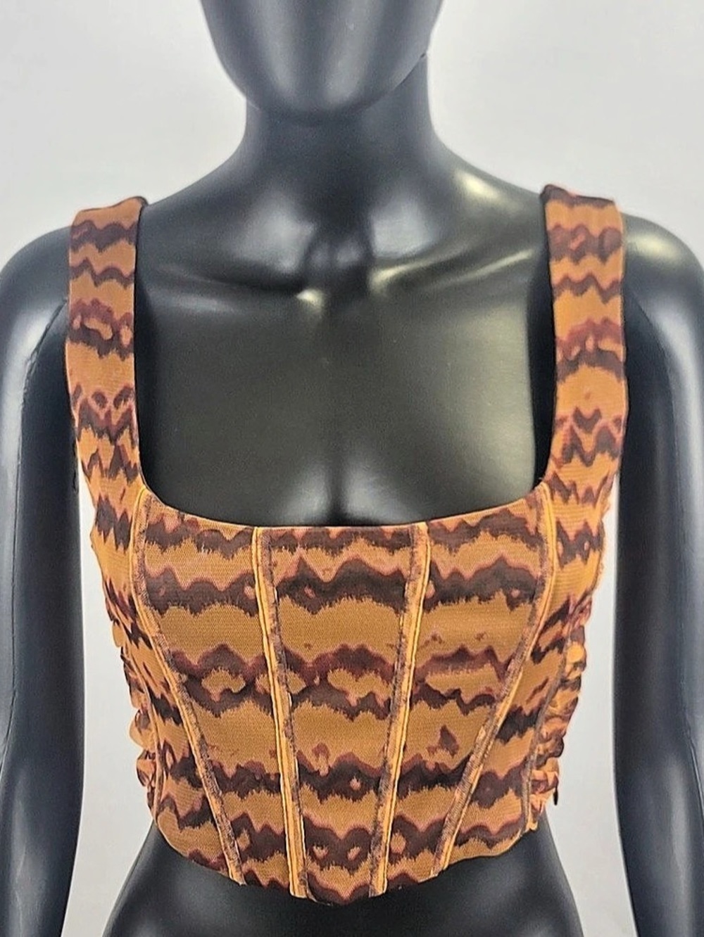 Zara Geometric Crop Top in Brown & Orange Size Medium Like New